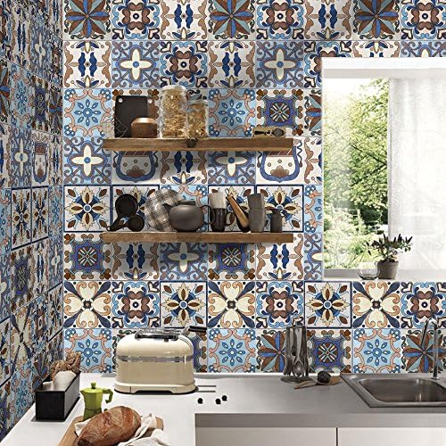 CoSopo Creative Self-adhesive PVC Tile Stickers for Kitchen &amp; Bathroom Decoration- Peel and Stick, Self Stick On, Adhesive Wall Stickers, Floor Stickers 20cmx5m (WST002)