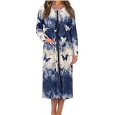 Ocwfudsx Long Robes for Women Lightweight Soft House Coats for Women with Pockets Full Zipper Nightgown S-4Xl