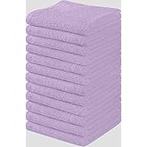 Towel and Linen Mart 100% Cotton - Wash Cloth Set - Flannel Face Cloths, Highly Absorbent and Soft Feel Fingertip Towels (Lavender, Pack of 12)