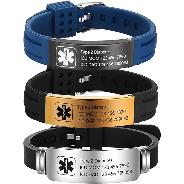 5-Pack Medical Alert Bracelets - Silicone Wristbands For Diabetes, DNR, Pacemaker, Epilepsy