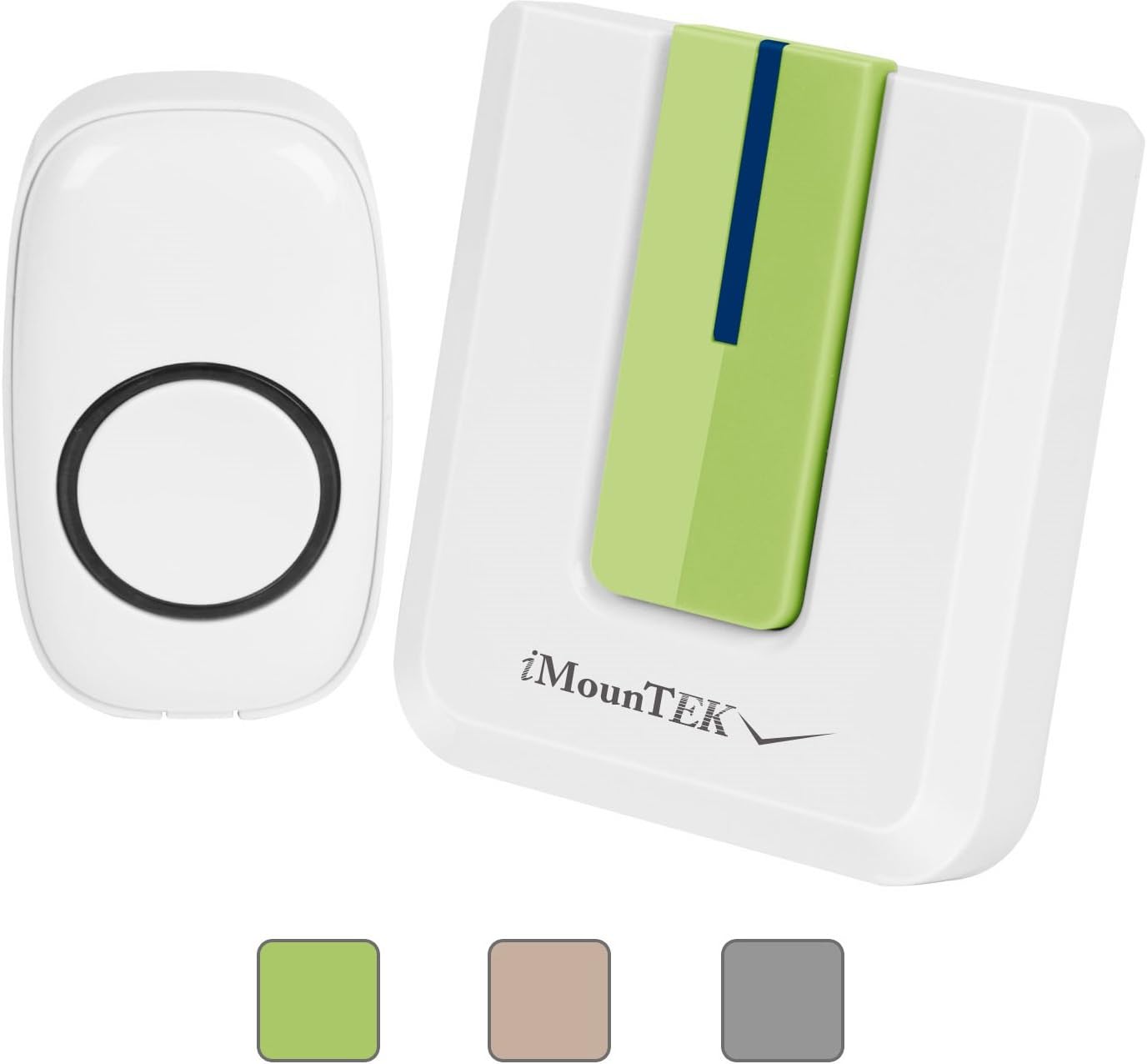 【52 Chimes】iMounTEK Wireless Doorbell W/Built-In Mic/LED Indicator. 1 Plugin Receiver/600 Feet Range/No Battery Required-Receiver, 4 Levels Volume/Remote Push Button Transmitter/Fixed Code C Series