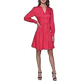Karl Lagerfeld Womens V Neck Long Sleeve Mini a Line Dress