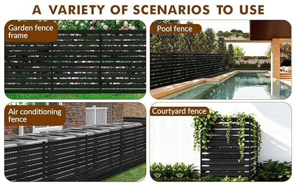 JPSEYBB 42″ H X 38″ W (3 PANELS) AIR CONDITIONER FENCE SCREEN – PRIVACY FENCE PANELS FOR OUTSIDE UNIT, POOL EQUIPMENT ENCLOSURE, NO DIG BACKYARD FENCING BLACK