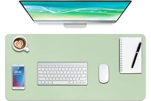 Boutilon Leather Desk Pad Protector,Non-Slip Mouse Pad,Laptop Desk Pad,Office Mouse Mat,Waterproof Leather Desk Blotter,Desk Writing Pad for Office and Home (M-Green,30"x14")