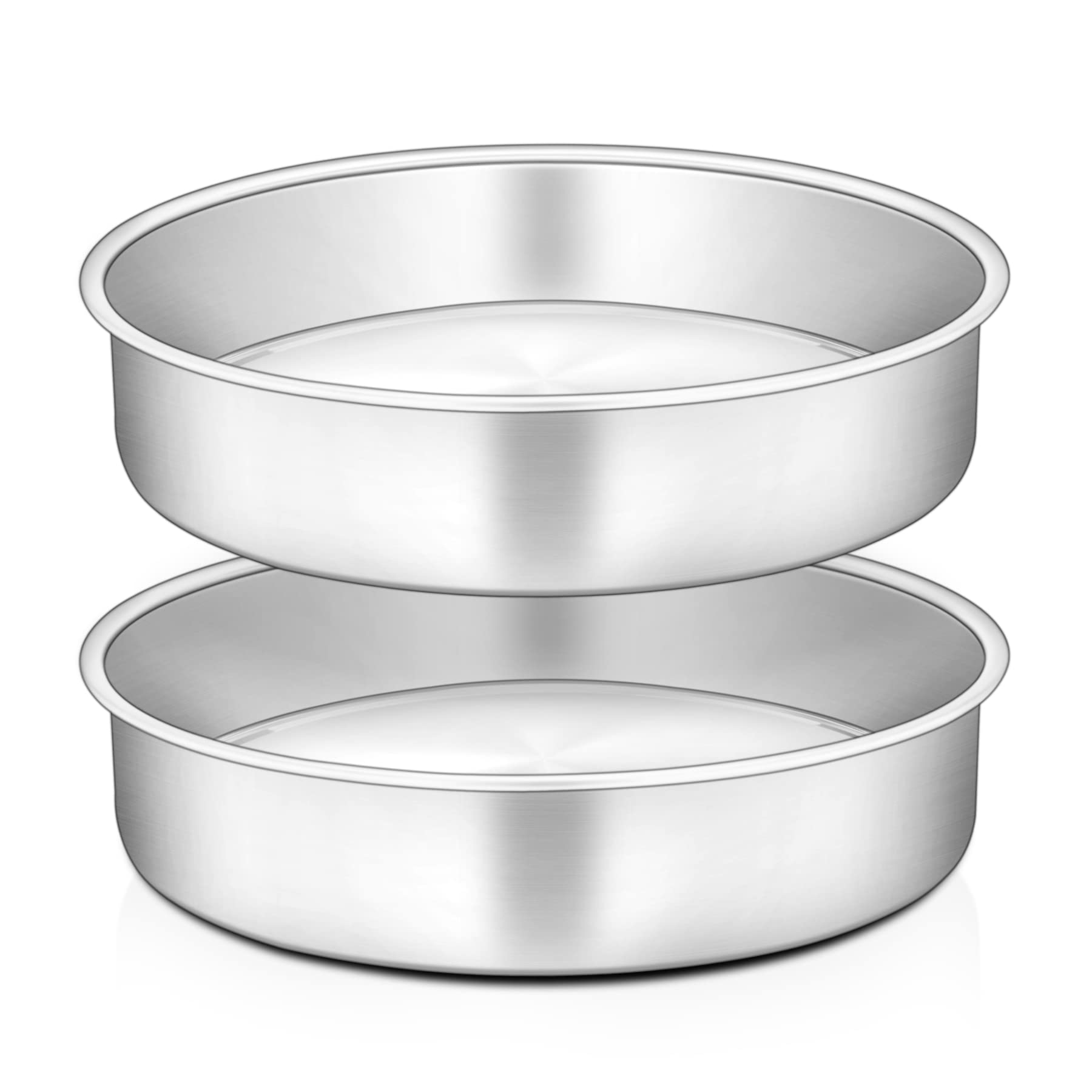 HaWare Cake Tin Set of 2, 9.5 inch Stainless Steel Round Baking Pan, Layer Cake Tin for Birthday Wedding, Healthy & Non-Toxic, Mirror Polished & Dishwasher Safe (24cm)