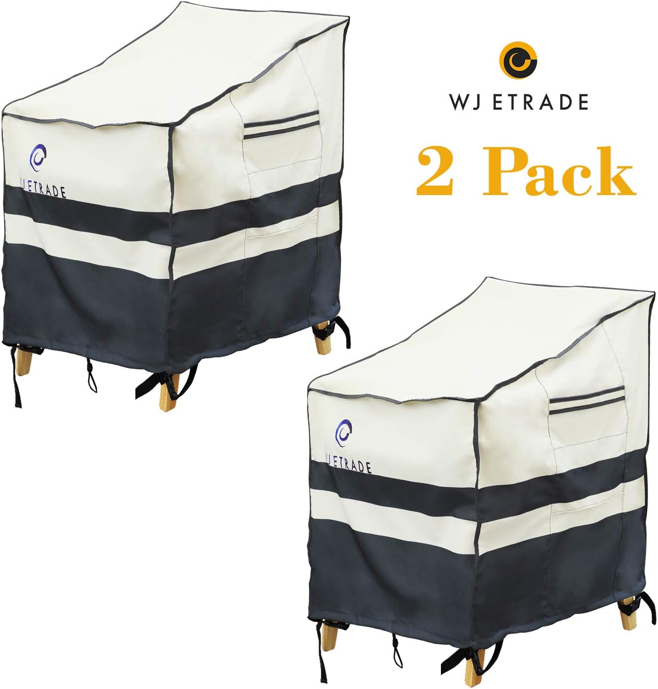 Patio Chair Covers, 2Pack, 35" Wx40 Dx33 H Rocking Chair/Adirondack Chair/Deep Seat Cover, Heavy Duty Waterproof UV Resistant Outdoor Furniture Cover, Beige+Grey : Garden & Outdoor