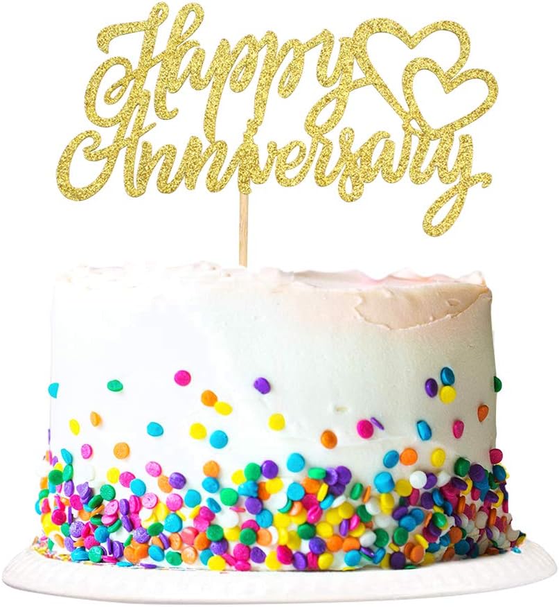 Blumomon 1 Pack Happy Anniversary Cake Topper Anniversary Party Supplies Cake Decoration Wedding Celebration Party Decoration Supplies - Image 4
