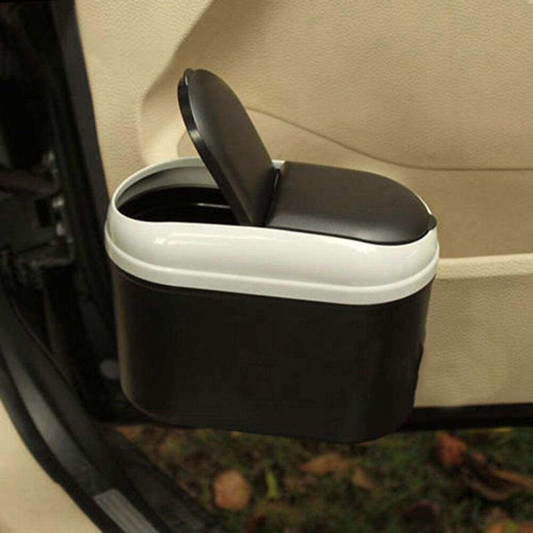 junnire Dual Side Lid Car Vehicle Plastic Trash Can Garbage Bin Storage Box Garbage Cans