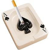 Creative Poker Ceramic Cigarette Ashtray Tabletop Portable Modern Ashtrays Cigar Ashtray for Outdoor Indoor Desktop Smoking AshTray for Home office Fashion Decoration Handmade Gift for Men Women-Black