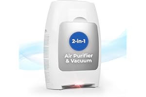 EYE-VAC EyeVac Air 2-in-1 HEPA Air Purifier & Touchless Vacuum Automatic Dustpan - Ultra Fast & Powerful - Covers 600 Sq ft - Corded Canister Vacuum, Bagless, Automatic Sensors, 1000 Watt (White/Silver)