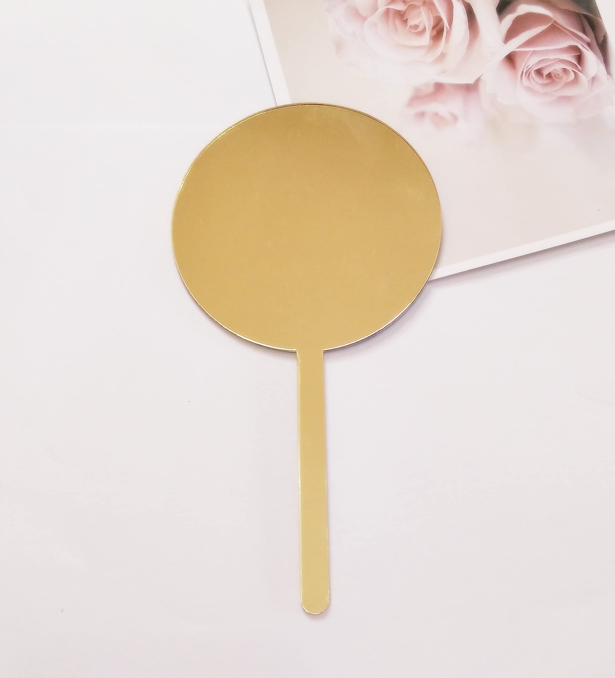 12PCS Round Gold Mirror Blank Acrylic Cake Toppers, Personalised Cake Topper, DIY Cake Topper, Cake Topper Blanks for Wedding, Birthday Festival Party Cake Decorations (Gold Mirror)