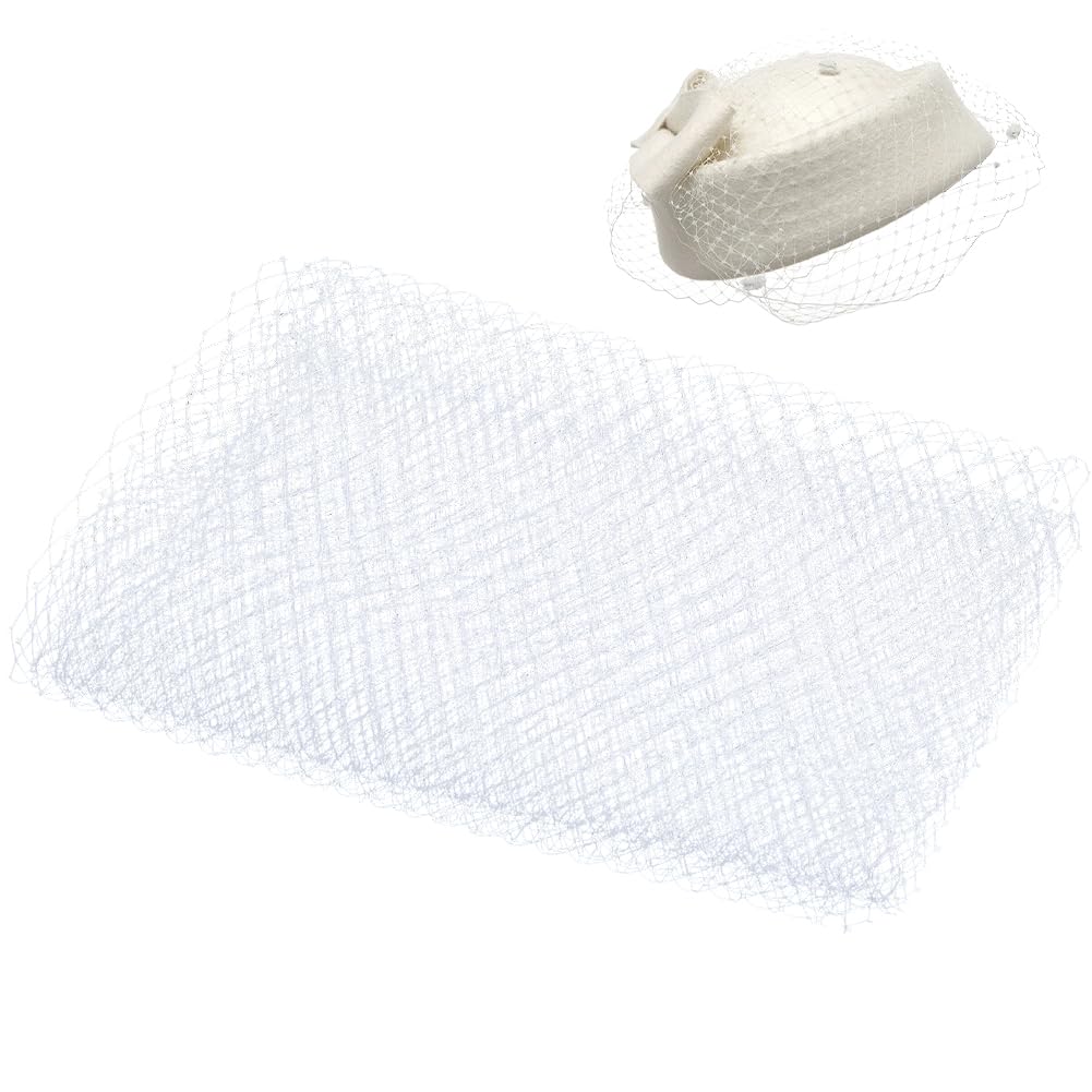 BENECREAT 3mx25cm White Net Mesh Fabric Birdcage Bridal Veil Netting Fabric Wedding Hat Veil Mesh Trimmings Fabric for Wedding Decoration, Sewing, Hat Decorating