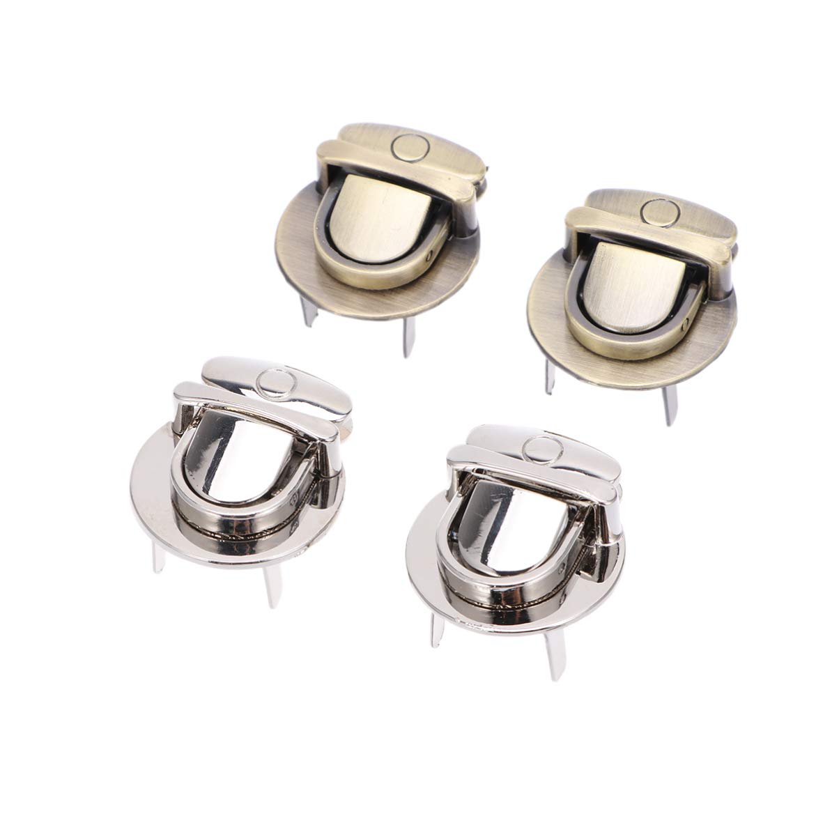 Healifty Tuck Lock Clasp Catch Purse Thumb Lock Purse Buckle Fasteners for DIY Craft Bag Handbag Making 4Pcs