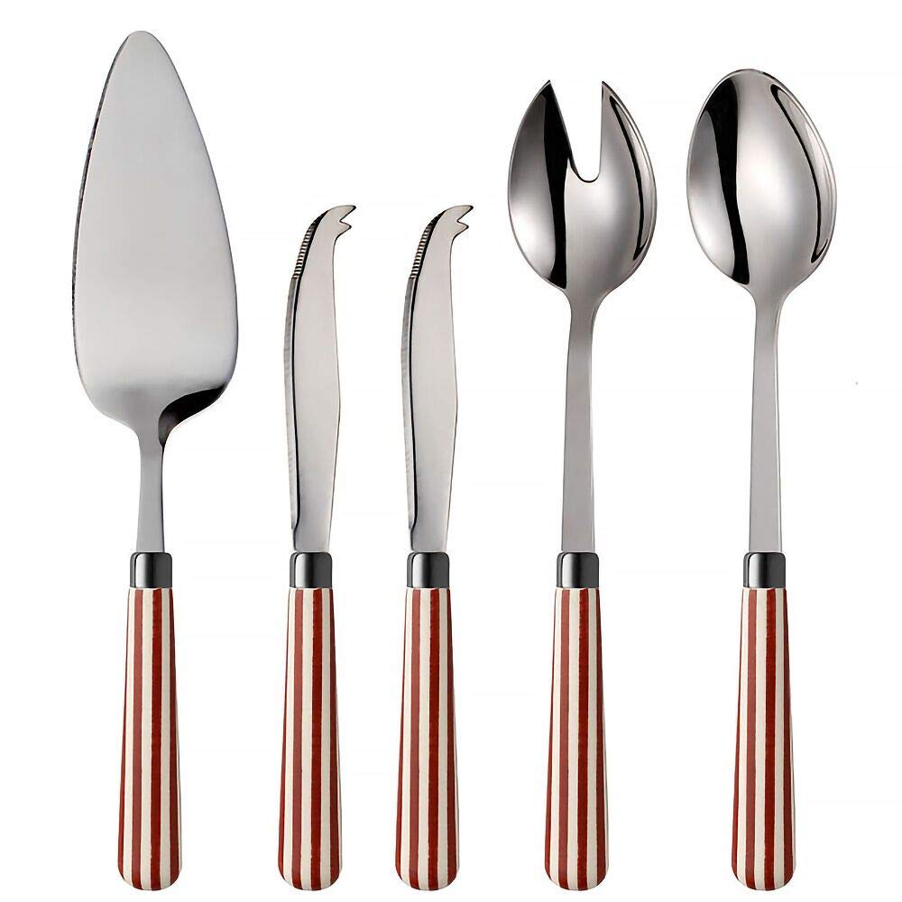 Quid NoviFlatware 5-Piece Stainless Steel Serving Set - Transatlantic Red Collection