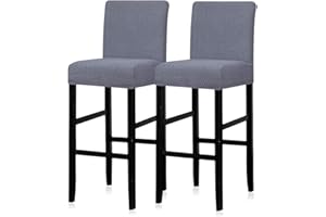 Lellen 2PCS Reusable Pub Counter Stool Chair Covers Slipcover，Stretch Removable Dining Room Chair Covers Bar Stool Covers with Backs Barstool Cover Slipcovers Bar Stool Chair Covers (Gray Blue)