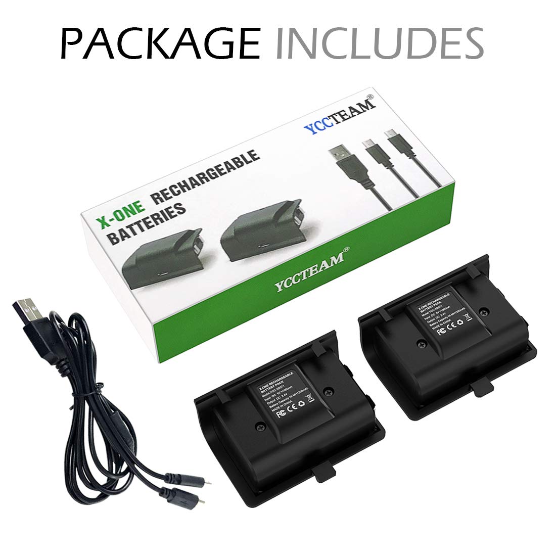 YCCSKY Xbox One Rechargeable Battery Pack 1200mah Xbox Play and Charge Kit with LED Indicator Light for Xbox One S/X/Elite Controller