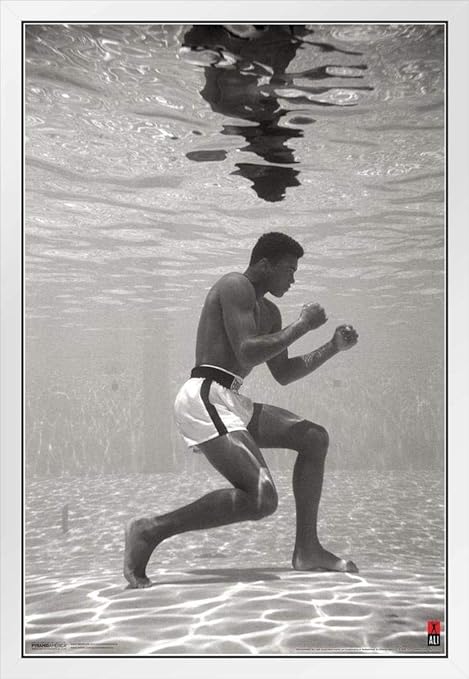 Amazon Co Jp ピラミッド アメリカ ムハンマド アリ ポージング 水中 トレーニング ボクシング スポーツ 写真 ポスター 12x18 水中でのポーズ Framed In White Wood 14x Inch ブラック 7750 Home Kitchen