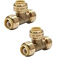 (Pack of 2) EFIELD 1/2 Inch Tee Push-Fit Fitting to Connect Pex, Copper With Disconnect Clip, CPVC