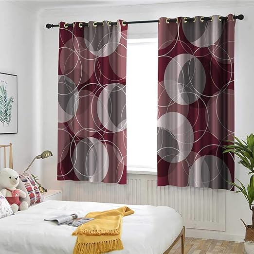 Amazon Com Maroon Living Room Bedroom Window Curtains Retro