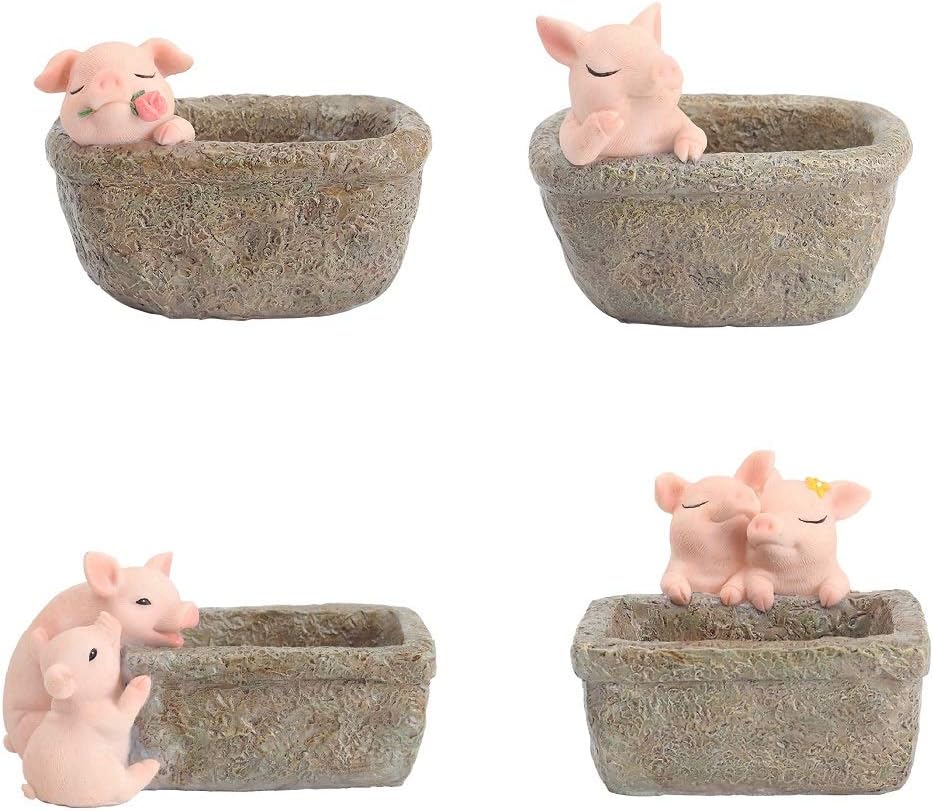 Youfui Cute Pig Plant Holder Animal Succulent Pot Indoor Deocration for Home Office Desk (4pcs Combination) - Image 4