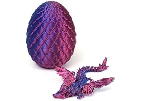 PETBSNVB 3D Printed Dragon with Wings in Egg, Easter Basket Stuffers, Crystal Dragon Surprise in Eggs, Articulated Dragon, Dragon Fidget Toy, Home Office Decor Executive Desk Toy (Laser Purple)