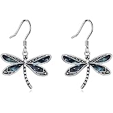 Dragonfly Earrings Sterling Silver Abalone Shell Dragonfly Dangle Drop Earrings Jewelry Gifts for Women