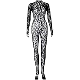 Leopard Lace Jumpsuits Fish Net One Piece Body Suit Rave Outfits for Women Ladies Night Out
