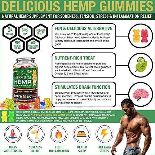 Wellution Hemp Gummies Extra Max x60 High Potency - Fruity Gummy Bear ...