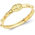 14k Yellow OR White Gold 2mm Religious Rosary/Rosario Eternity Band