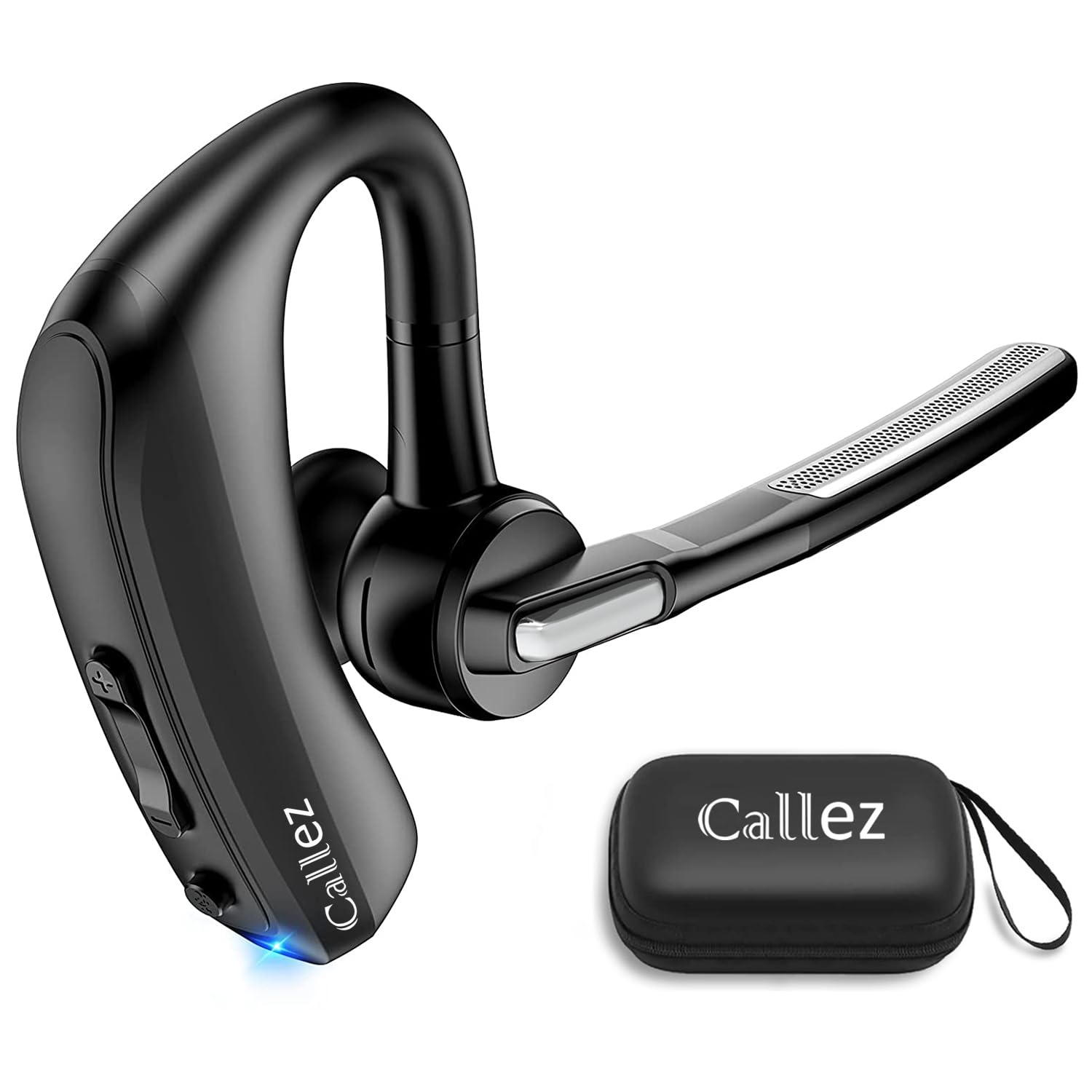 Callez Bluetooth Headset for iPhone Android Mobile Phone, Single Ear Bluetooth Earpiece V5.0 Handsfree with CVC8.0 Dual Mic ENC Noise Cancelling for Trucker Business Office Work