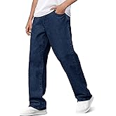 Haloumoning Boys Baggy Jeans Kids Casual Straight Leg Loose Fit Denim Pants with Pockets 5-14 Years