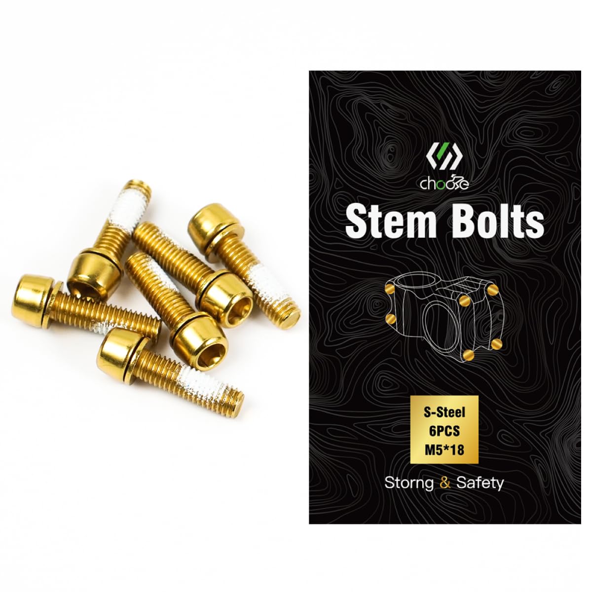 CNCLOL Bike Stem Bolts,M5 x 18mm Stem Screws For MTB/Road Bike/Mountain Bike/BMX（Red/Green/Orange/Blue/Rainbow/Gold）