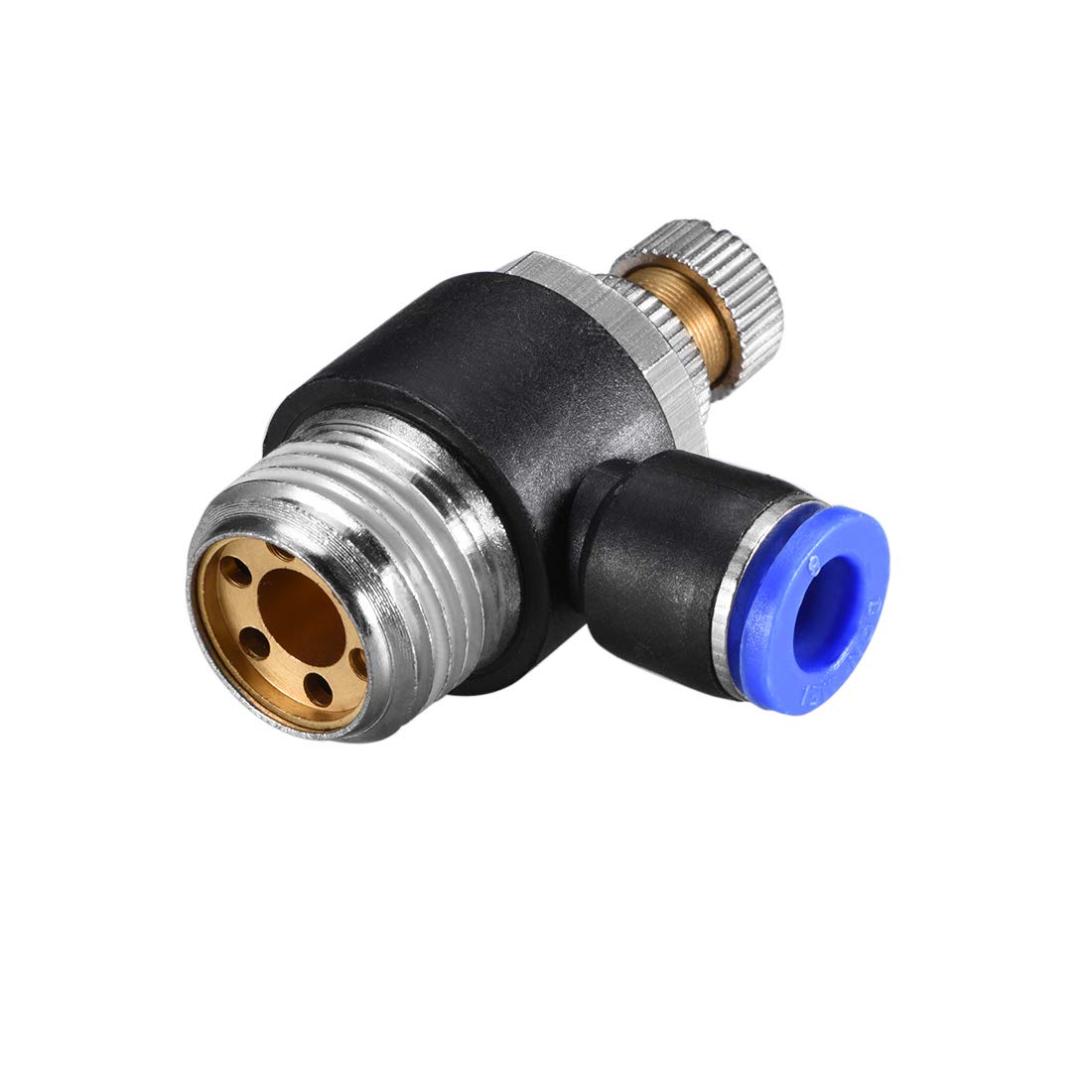 uxcell Push to Connect Air Flow Control Valve, Elbow, 8mm OD x G1/2