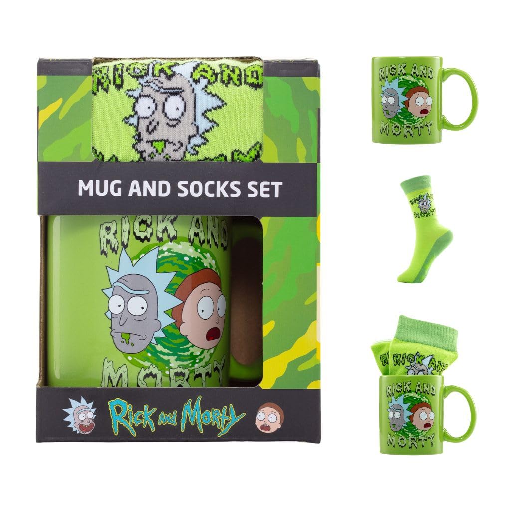 Pyramid International RICK AND MORTY MUG & SOCK SET - Fun Rick and Morty Design, Includes Matching Cozy Socks, Durable and Microwave Safe, Awesome Choice for Binge-Watching Sessions — image 1