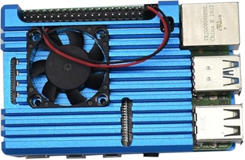 Wivarra para Raspberry Pi 4 4B Kit CNC Funda Protectora de Aluminio con Disipador TéRmico Ventilador Dual para Raspberry Pi 4 Modelo B (Azul)