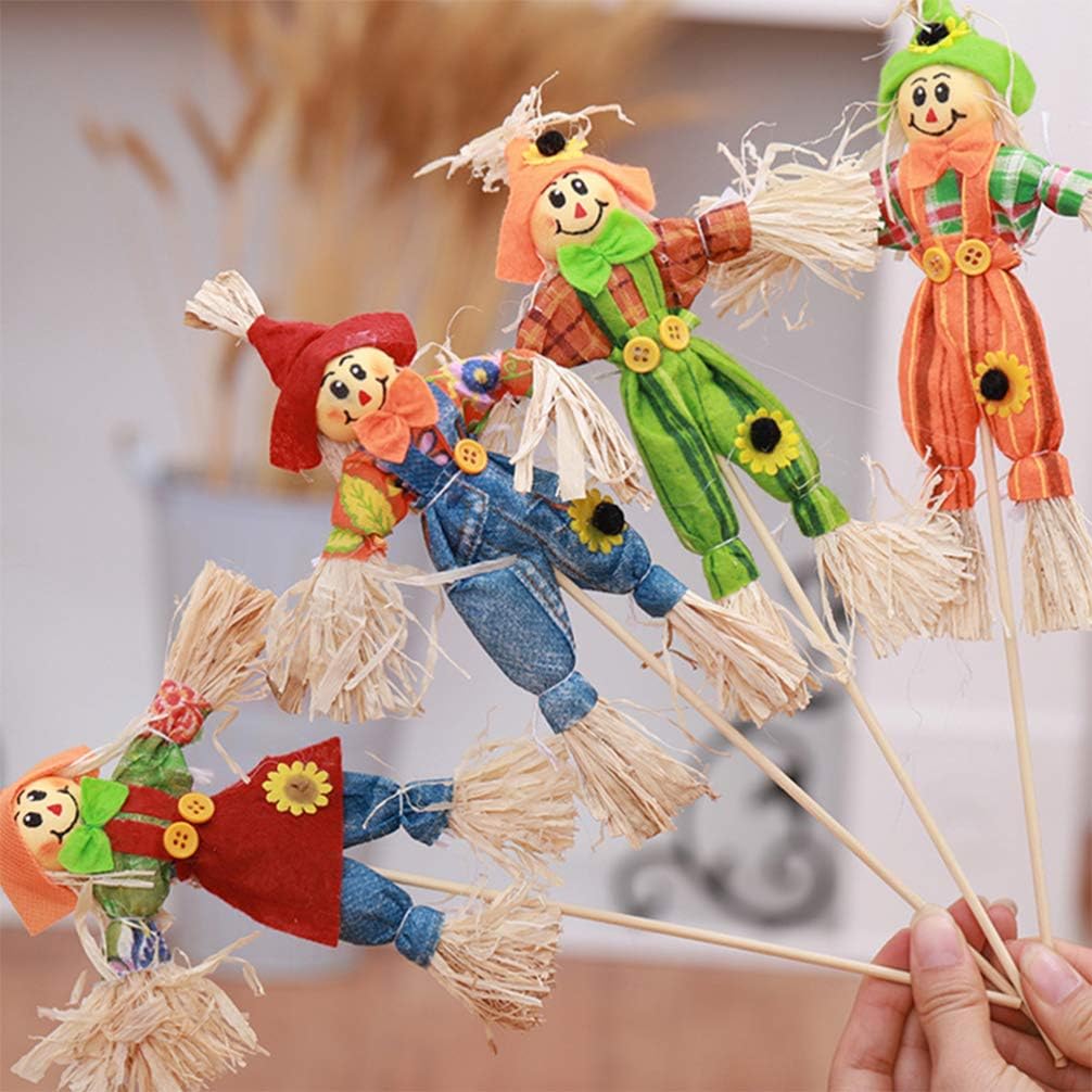 Yardwe 4Pcs Small Scarecrow Decoration Autumn Thanksgiving Decoration Props Ornaments Pendant for Halloween Party School Kindergarten Home Bar Garden Assorted style - Image 4