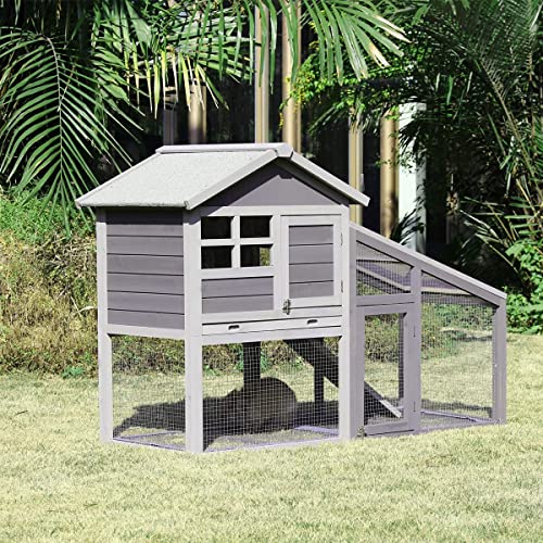 Tradgo 57'' Indoor Rabbit Hutch with Pull Out Tray & Run, 2 Story