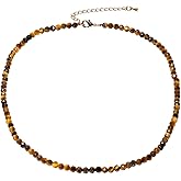 Jewever Dainty 3-4 mm Faceted Beads Necklace Simple Boho Crystals Choker Necklaces for Women and Men Trendy Jewelry Gifts