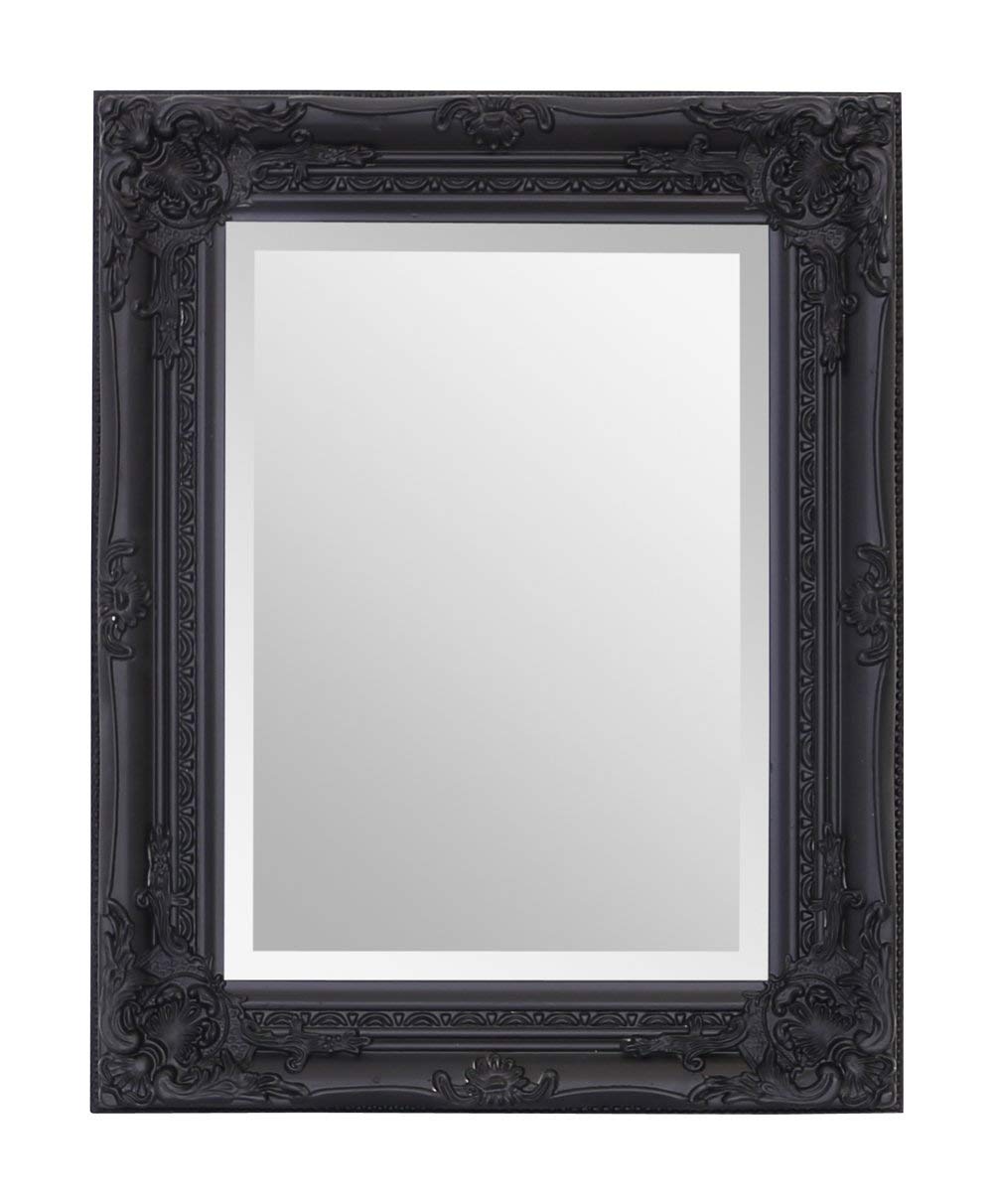 Select Mirrors Rhone Mirror - French Vintage, Antique Baroque Style - 42cm x 53cm - Chic Home Decor (Antique Black)