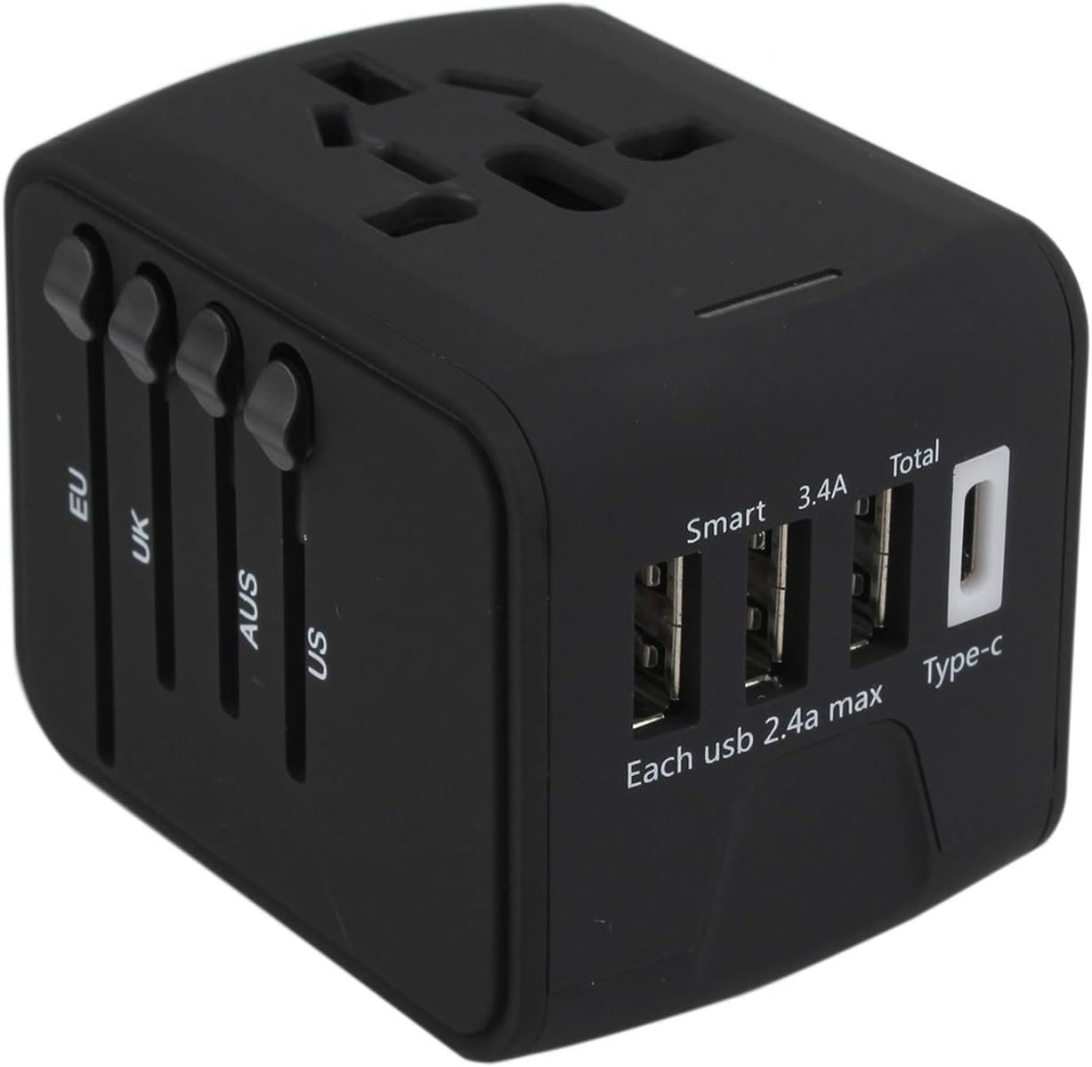 Universal Travel Adapter, Alderman All-in-one International Travel Power Adapter, AC Power Plug Adapter Wall Charger with 3 USB Plus Type-C Charging Ports Worldwide Outlet Plugs for UK, EU, US, AU