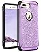 DOMAVER iPhone 8 Plus Sparkly Glitter 2 in 1 Slim Hybrid Hard PC Girls Women Cover with Shiny Leather Shockproof Protective Cell Phone Case for Apple iPhone 8 Plus, Purple