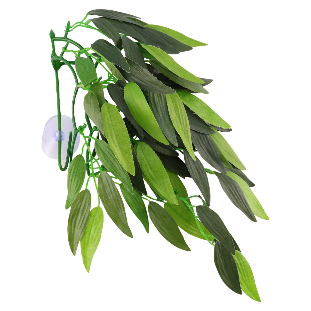 ULTECHNOVO Reptile Plants Hanging Silk Plants with Suction Cup, Terrarium Tank Fake Plants Habitat Decorations for Bearded Dragon Hermit Crab Lizard Snake Geckos, Green