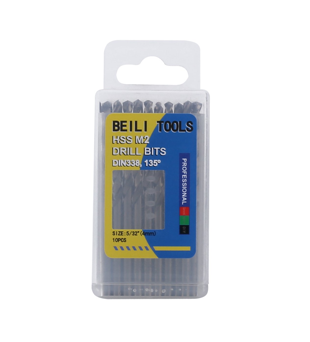 HSS M2 Metal Jobber Twist Drill Bits, Pack of 10 (5/32", 4.0mm)