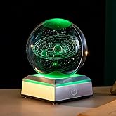 ERWEI 3D Solar System Model Crystal Ball 3.15" Laser Engraved Universe Planets Globe with Led Light Base Science Astronomy Gifts Educational Space Gift Solar System Night Light