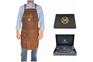 Mt Diablo 16oz - Woodworking Apron - Work Apron with Duck Weave Paraffin Waxed Canvas, Genuine Leather - Fits XS-XL