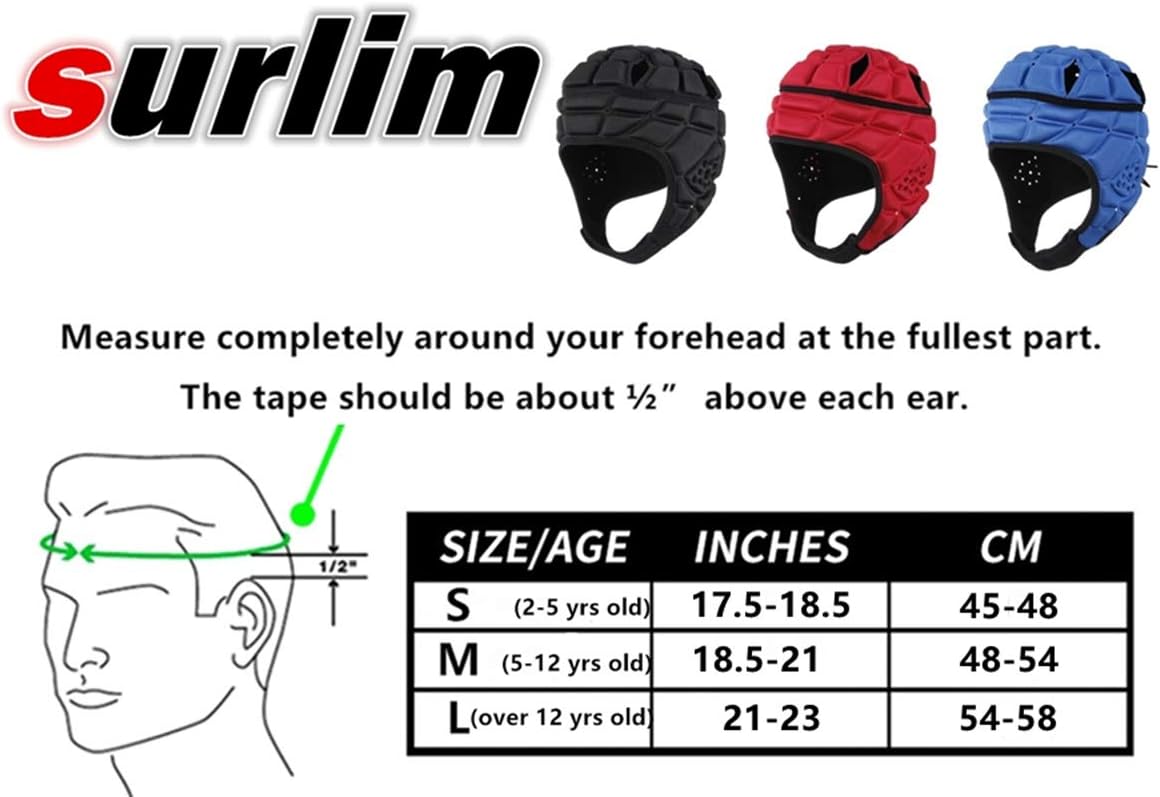 surlim Rugby Helmet Headguard Headgear for Soccer Scrum Cap Head Protector Soft Protective Helmet for Kids Youth : Sports & Outdoors
