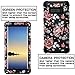 AoCase Galaxy Note 8 Case,Plastic + Rubber Silicone Cute Floral Case Heavy Duty Protection Hybrid Sturdy High Impact Resistant Case for Samsung Galaxy Note 8 Rose Flower Black