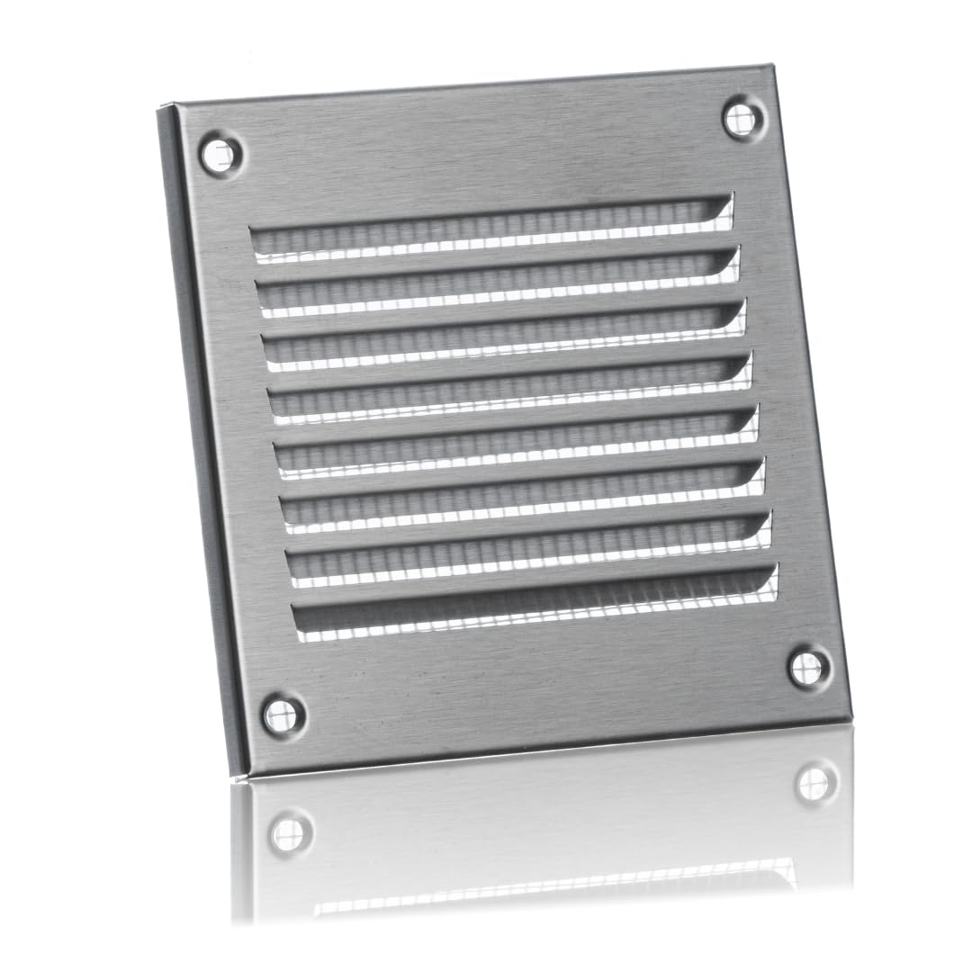 100x100mm / 4x4" inch Stainless Steel Metal Air Vent Grille Cover with Insect Mesh - Ventilation Cover — image 1