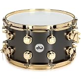 Drum Workshop Collector's Series Satin Black Brass Snare Drum Gold Hardware 6.5"x14"