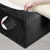 DUJUIKE Divan Bed Base Wrap Cover Velvet Elastic Fit Black Small Double view 9